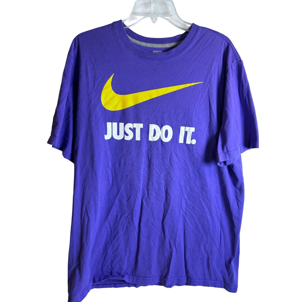 Nike Graphic T-Shirt XL Purple Just Do It Swoosh Logo Women Regular Fit